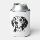 Beagle Hunde Schwarz-Weiß-Kontur Silhouette Dosenkühler (Kanne Vorderseite)