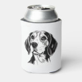 Beagle Hunde Schwarz-Weiß-Kontur Silhouette Dosenkühler (Kanne Rückseite)