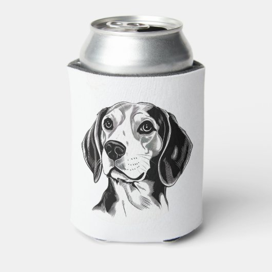 Beagle Hunde Schwarz-Weiß-Kontur Silhouette Dosenkühler (Kanne Rückseite)