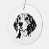 Beagle Hunde Schwarz-Weiß-Kontur Silhouette Keramik Ornament (Links)