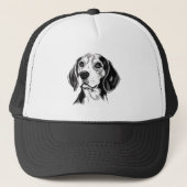 Beagle Hunde Schwarz-Weiß-Kontur Silhouette Truckerkappe (Vorderseite)