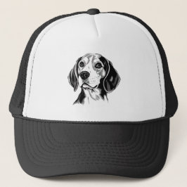 Beagle Hunde Schwarz-Weiß-Kontur Silhouette Truckerkappe