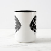 Beagle Hunde Schwarz-Weiß-Kontur Silhouette Zweifarbige Tasse (Mittel)
