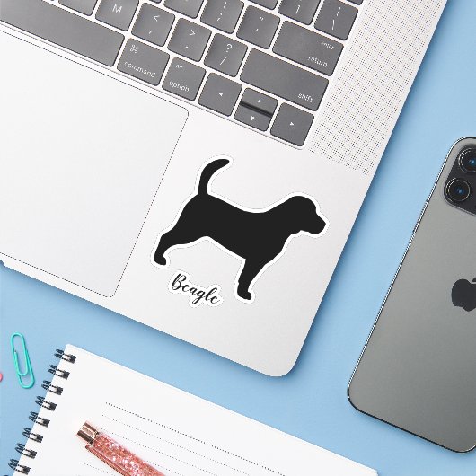 Beagle Hunde Silhouette Cool Canine Vinyl Sticker (Laptop mit iPhone)