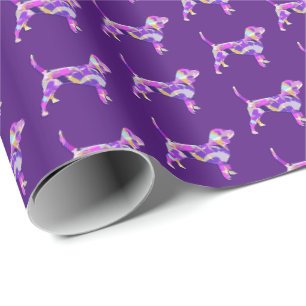 Beagle Hunde Silhouette Farbenfrohe Lila Geschenke Geschenkpapier