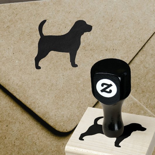 Beagle Hunde Silhouette Gummi Briefmarke Gummistempel