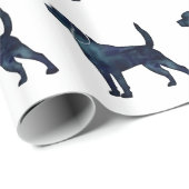 Beagle Hunde Silhouette Wasserfarbe Geschenkpapier (Rolleneckpunkt)