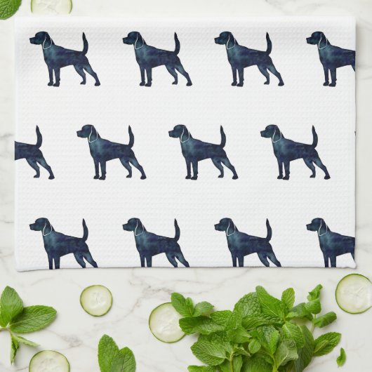 Beagle Hunde Silhouette Wasserfarbe Geschirrtuch (Gefaltet)