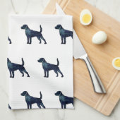 Beagle Hunde Silhouette Wasserfarbe Geschirrtuch (Viertel Falte)