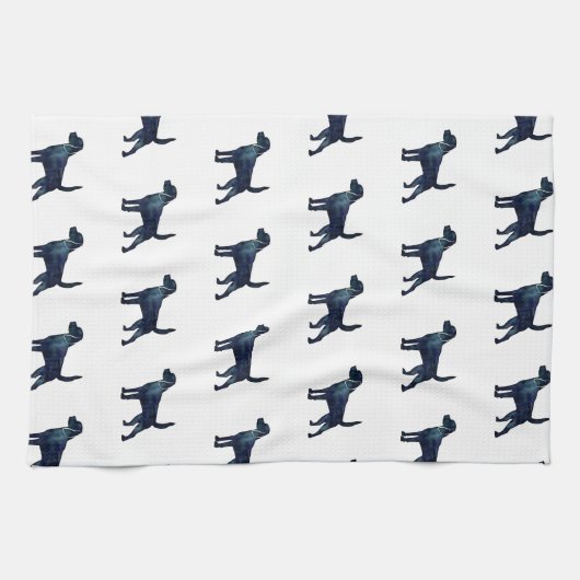 Beagle Hunde Silhouette Wasserfarbe Geschirrtuch (Horizontal)