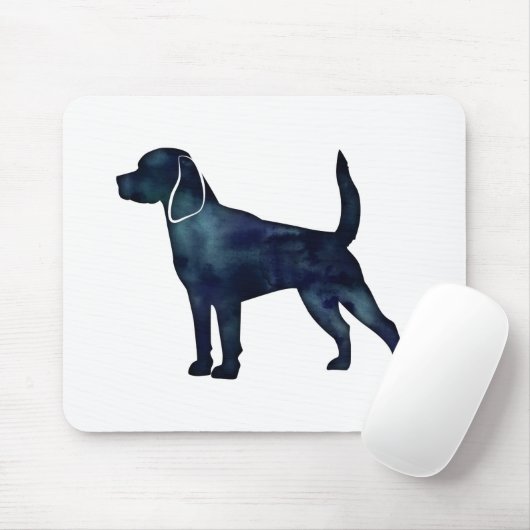 Beagle Hunde Silhouette Wasserfarbe Mousepad (Mit Mouse)