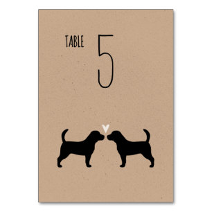 Beagle Hunde Silhouetten Hochzeitsempfang Tischnummer