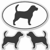 Beagle Hunde Silhouetten Vinyl Sticker Set (Vorderseite)