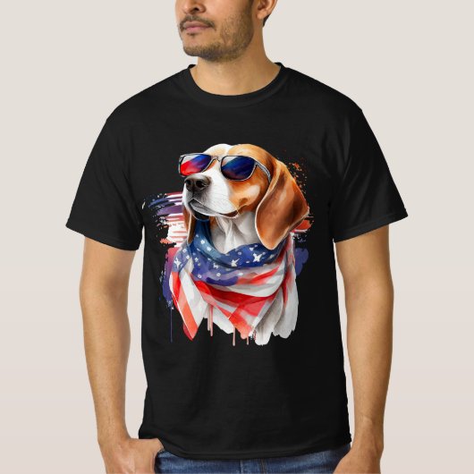 Beagle Hunde Sublimierung Wasserfarbe T - Shirt (Vorderseite)