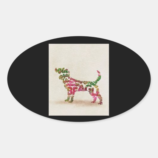Beagle Hunde Süssen Ovaler Aufkleber (Vorderseite)