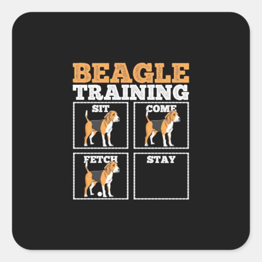 Beagle Hunde-Training Hund Quadratischer Aufkleber (Vorderseite)