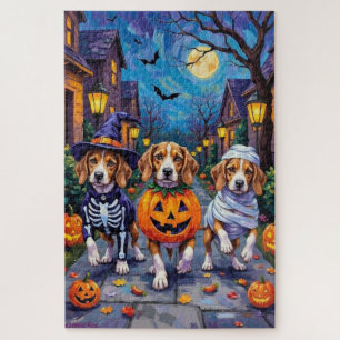 Beagle Hunde Trick-or-Treating in Halloween-Kostüm Puzzle