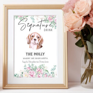 Beagle Hunde Unterschrift Trinkzeichen Poster
