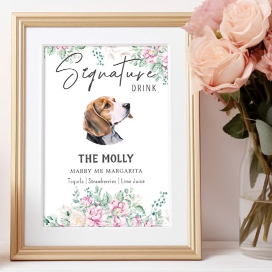 Beagle Hunde Unterschrift Trinkzeichen Poster