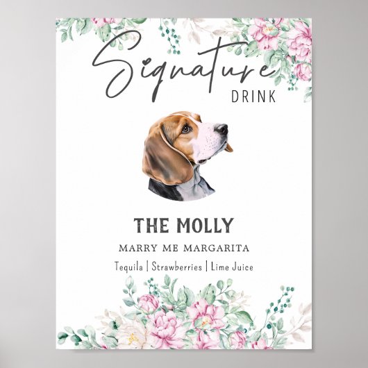 Beagle Hunde Unterschrift Trinkzeichen Poster (Vorne)