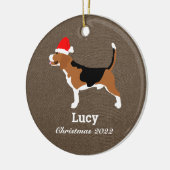 Beagle Hunde Weihnachtsmannmütze Personalisiert Keramik Ornament (Links)