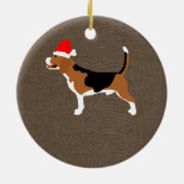 Beagle Hunde Weihnachtsmannmütze Personalisiert Keramik Ornament (Hinten)