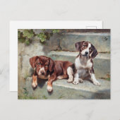 Beagle Hunde Welpen Vintage Tierpostkarte Postkarte (Vorne/Hinten)