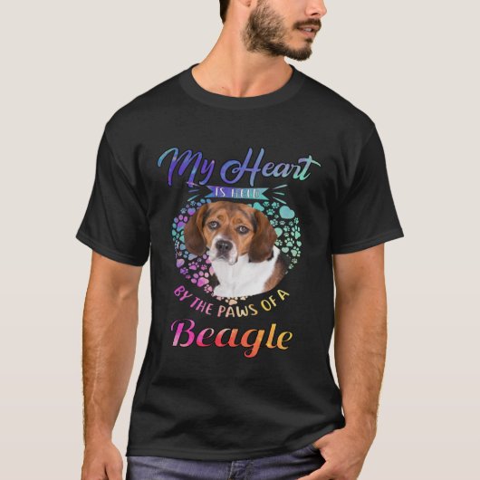 Beagle Hundebesitzer mein Herz wird von den Pfoten T-Shirt (Vorderseite)