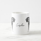 Beagle-Hundedesign in Schwarz-Weiß mit Namen Kaffeetasse (Mittel)