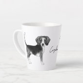 Beagle-Hundedesign in Schwarz-Weiß mit Namen Milchtasse (Linke Ecke)