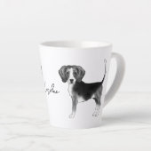 Beagle-Hundedesign in Schwarz-Weiß mit Namen Milchtasse (Rechte Ecke)