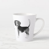 Beagle-Hundedesign in Schwarz-Weiß mit Namen Milchtasse (Rechts)