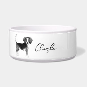 Beagle-Hundedesign in Schwarz-Weiß mit Namen Napf