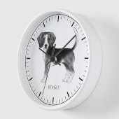 Beagle-Hundedesign in Schwarz/Weiß mit Text Uhr (Winkel)