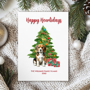 Beagle-Hundefamilien-Weihnachten Feiertagskarte