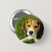 Beagle-Hundehaustier-Tier-FriedensLiebe Button (Vorne & Hinten)