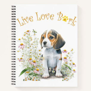 Beagle-Hundemama-Blumen Notizblock