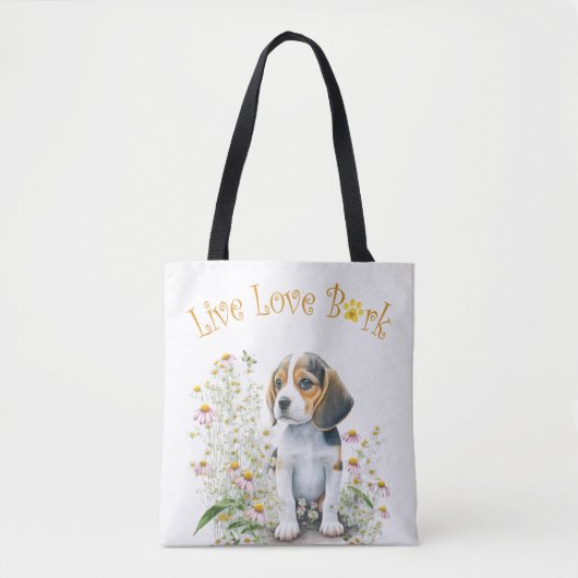 Beagle-Hundemama Blumen Tasche (Vorderseite)