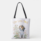 Beagle-Hundemama Blumen Tasche (Rückseite)
