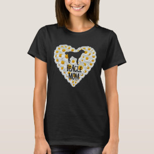 Beagle-Hundemutter auf Liebe Herz Weiße Gänseblümc T-Shirt