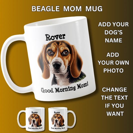 Beagle, Hundename hinzufügen, Foto ändern Kaffeetasse