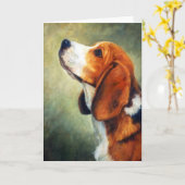 Beagle-Hundeporträt-Raum-Gruß-Karte Karte (Gelbe Blume)