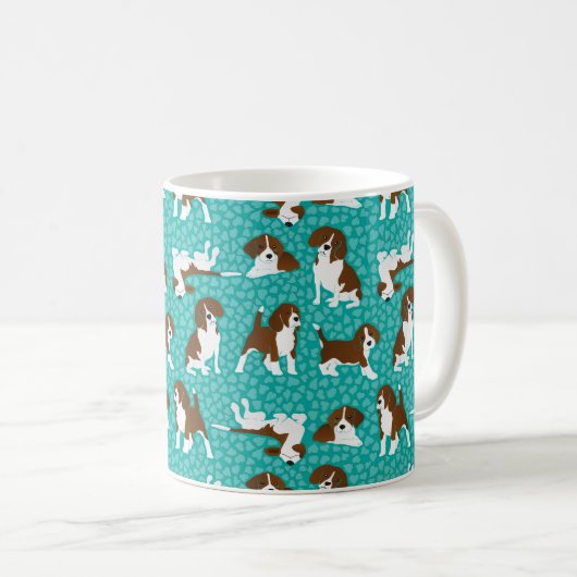 Beagle-Hunderasse - Türkis Kaffeetasse (VorderseiteRechts)