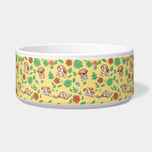 Beagle-Hundeschüssel Sommer Pastell Blumen Haustie Napf