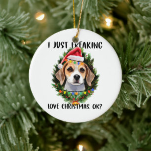 Beagle I gerade Freaking Liebe Weihnachten Weihnac Keramik Ornament