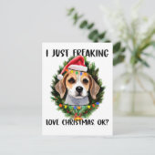 Beagle I gerade Freaking Liebe Weihnachten Weihnac Postkarte (Stehend Vorderseite)