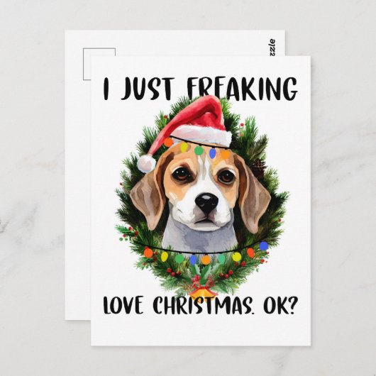 Beagle I gerade Freaking Liebe Weihnachten Weihnac Postkarte (Vorne/Hinten)