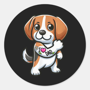 Beagle I Liebe Vater Funny Dog Tattoo _1 Runder Aufkleber