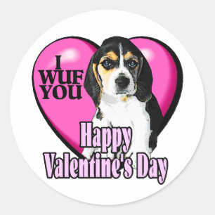 Beagle I Wuf Runder Aufkleber