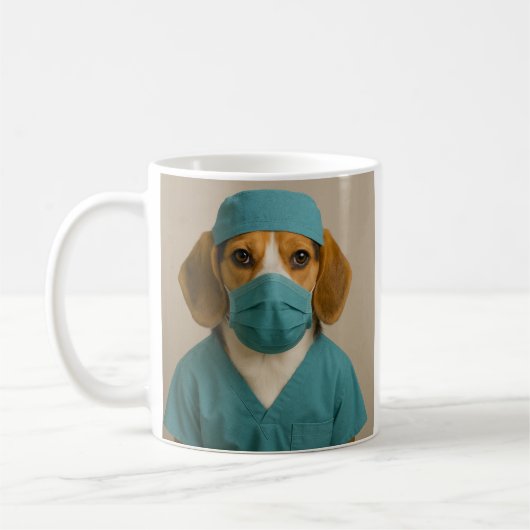 Beagle im Arztkittel Kaffeetasse (Links)